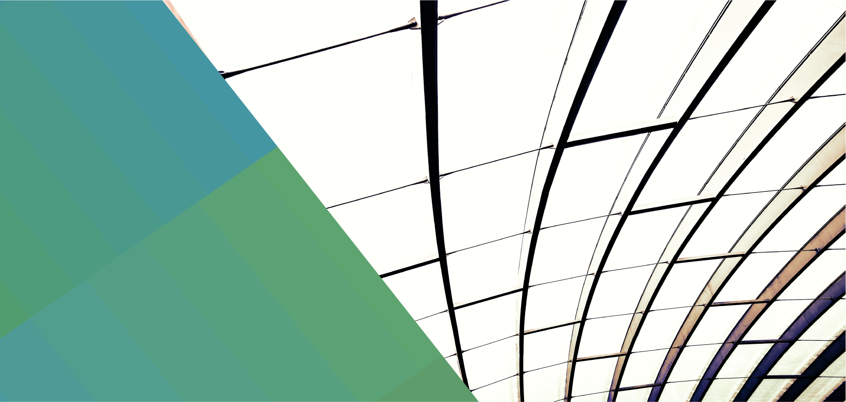 Photo from below a curved glass ceiling