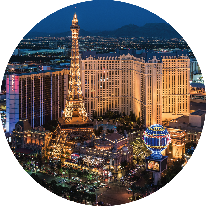 Aerial view of Las Vegas at night