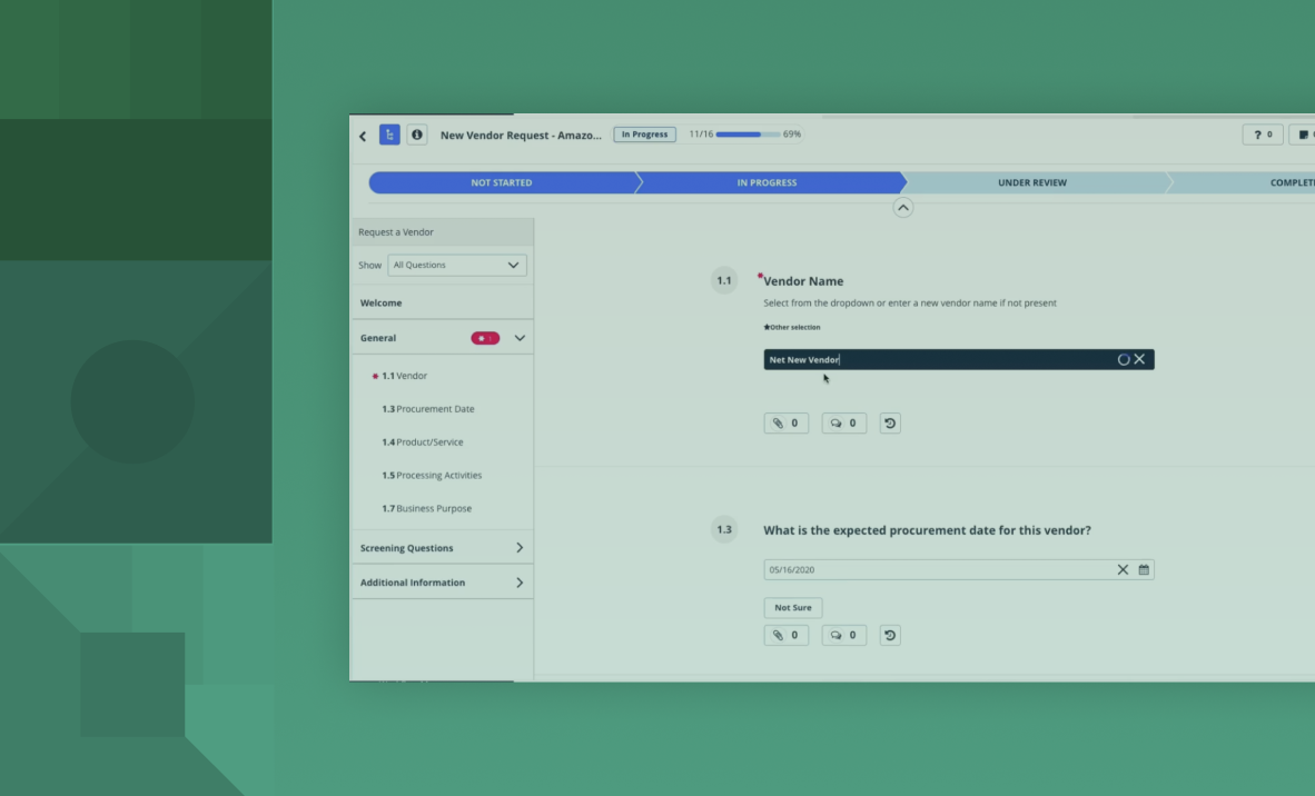 screenshot of onetrust privacy platform